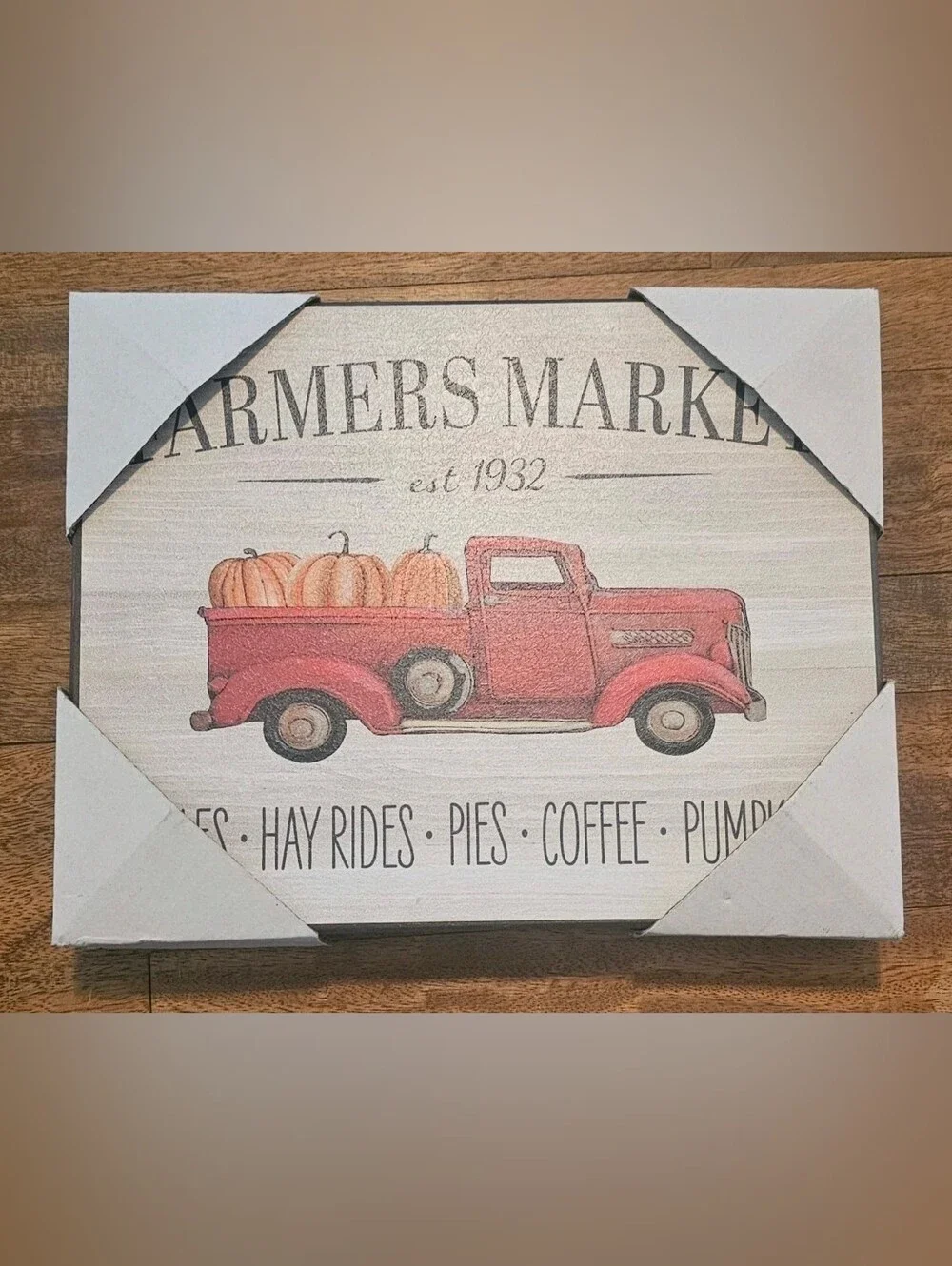 Farmers Market Red Truck And Pumpkins Fall Autumn Wood Sign 8
